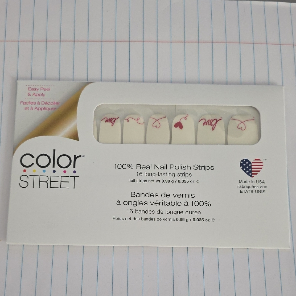 Color Street White and Red Heart - Love Letter - Nail Strips